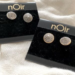 NOiR Jewellery Cone Pavé Earrings in Silver/Gold